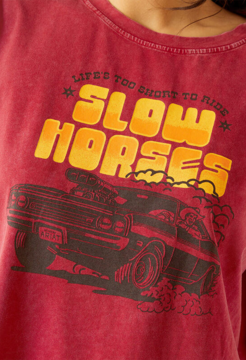 Ariat Women's Sendero Slow Horses T-Shirt - Red Mineral Wash