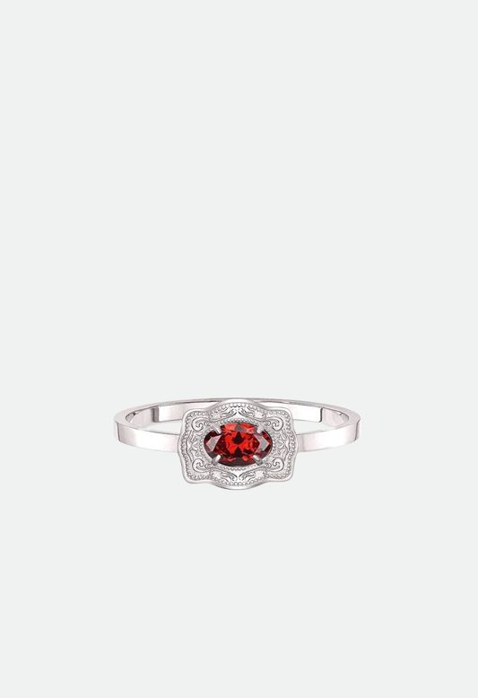 SpurWest Ultra Mini Belt Buckle Birthstone Ring - Silver