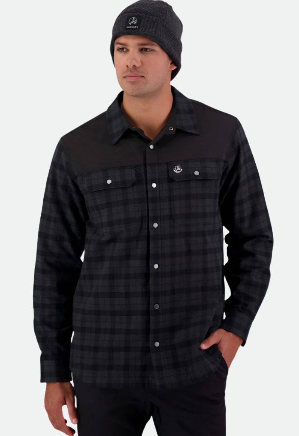 Swanndri Men's Marton Stormshield Long Sleeve Shirt - Grey/Black