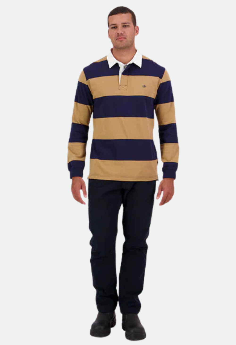 Swanndri Men's Ridgeway Long Sleeve Rugby Top - Navy/Cashew