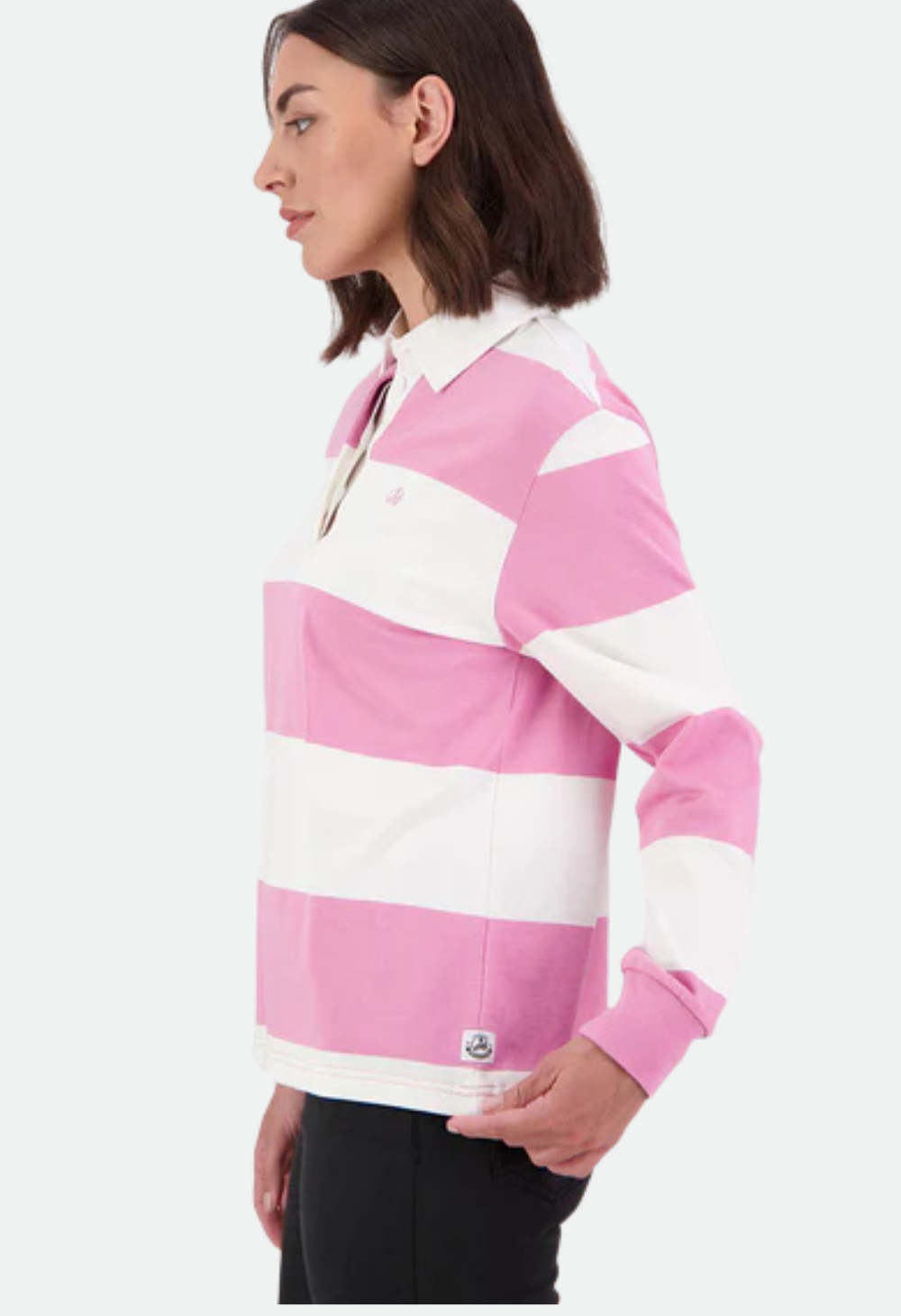 Swanndri Women's Ridgeway Long Sleeve Rugby Top - Blossom/White