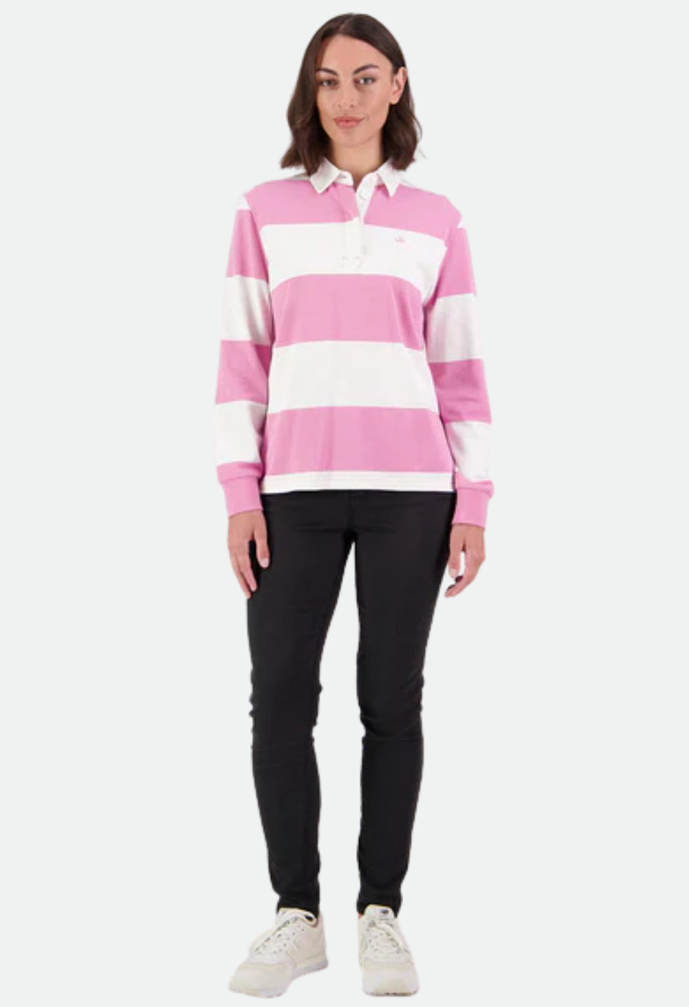 Swanndri Women's Ridgeway Long Sleeve Rugby Top - Blossom/White