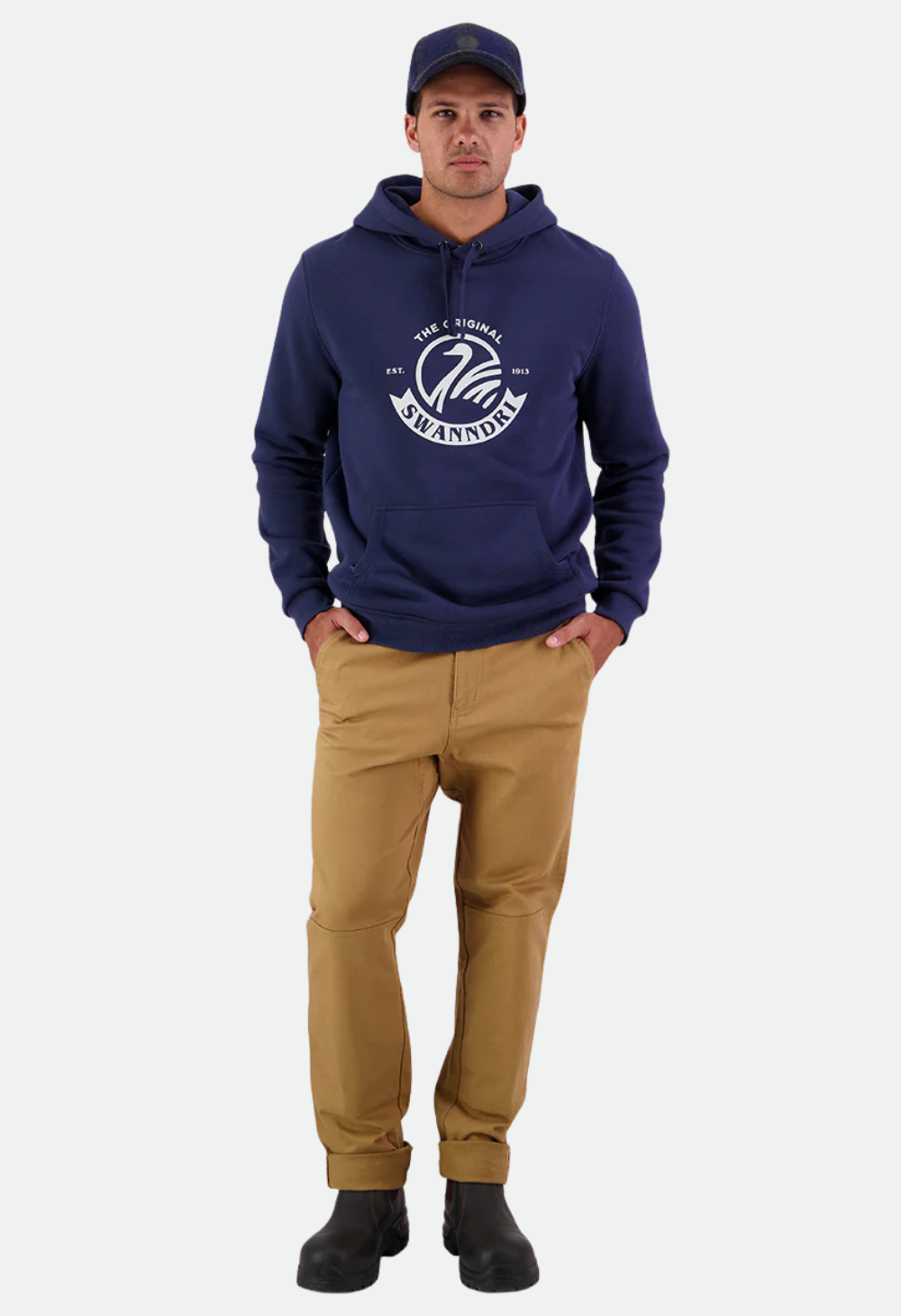 Swanndri Men's Original V2 Fleece Hoodie - Navy/Glacier Grey