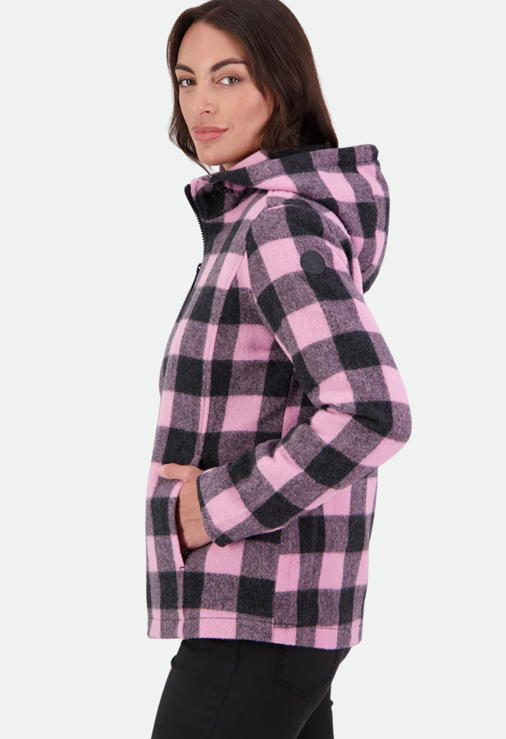 Women's Seattle V2 Wool Hoodie -Shadow/Blossom Check