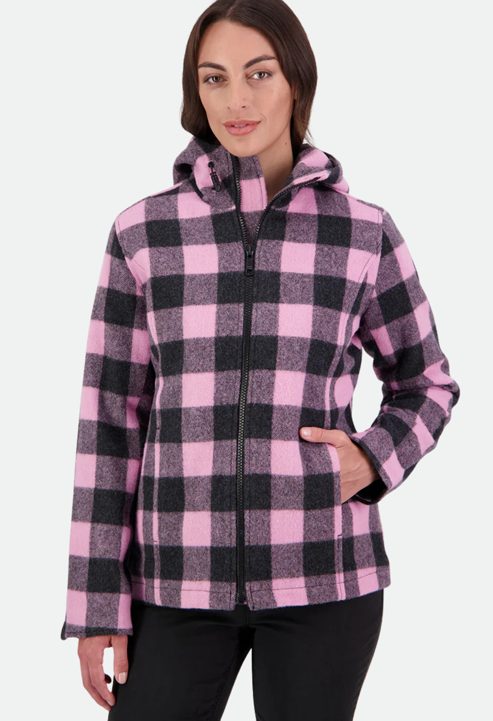 Women's Seattle V2 Wool Hoodie -Shadow/Blossom Check
