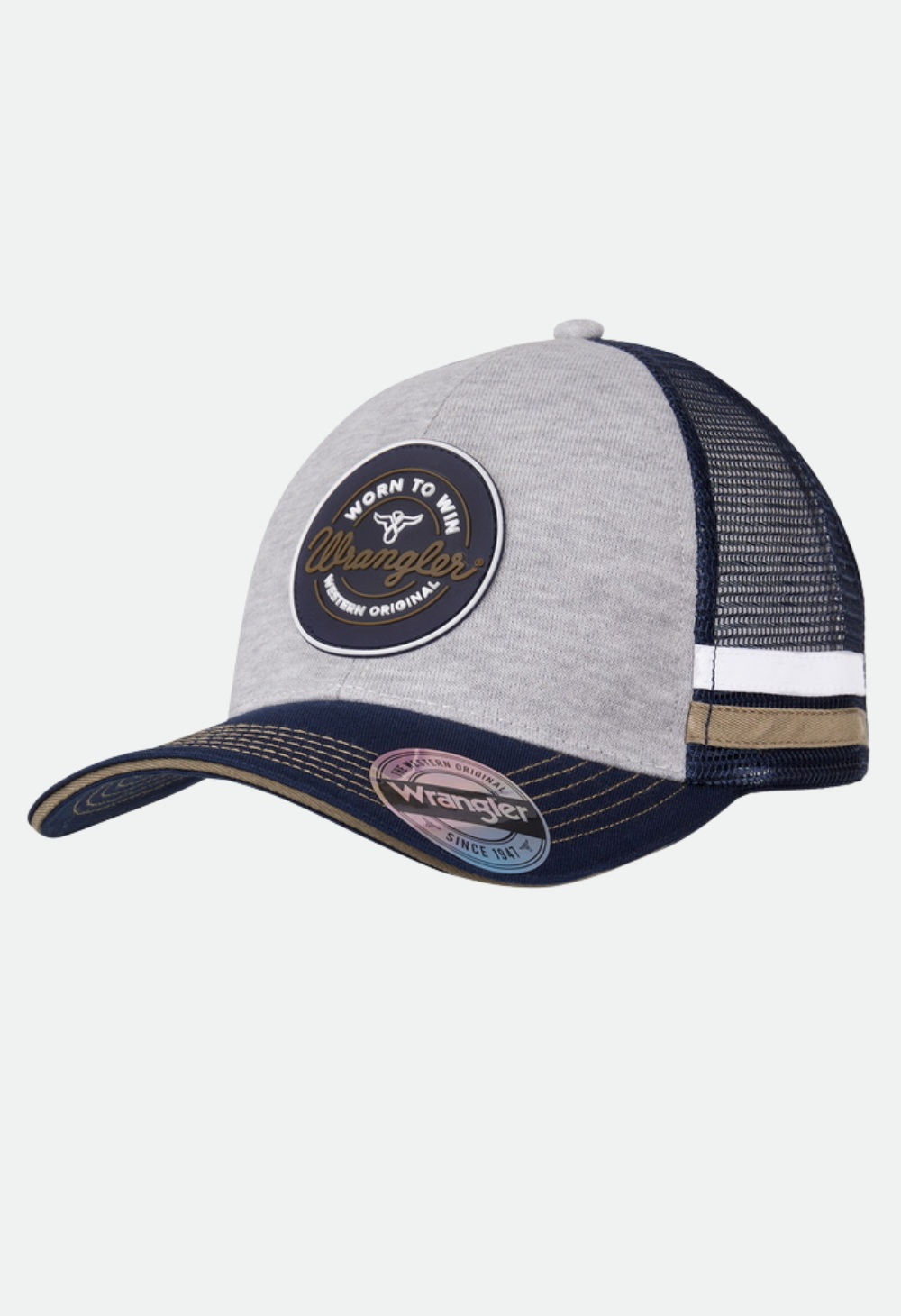 WRANGLER MENS ANDY TRUCKER CAP (GREY MARLE/NAVY)