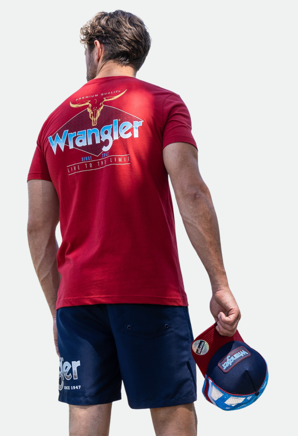 WRANGLER MENS OWEN HP TRUCKER CAP (NAVY/RED)