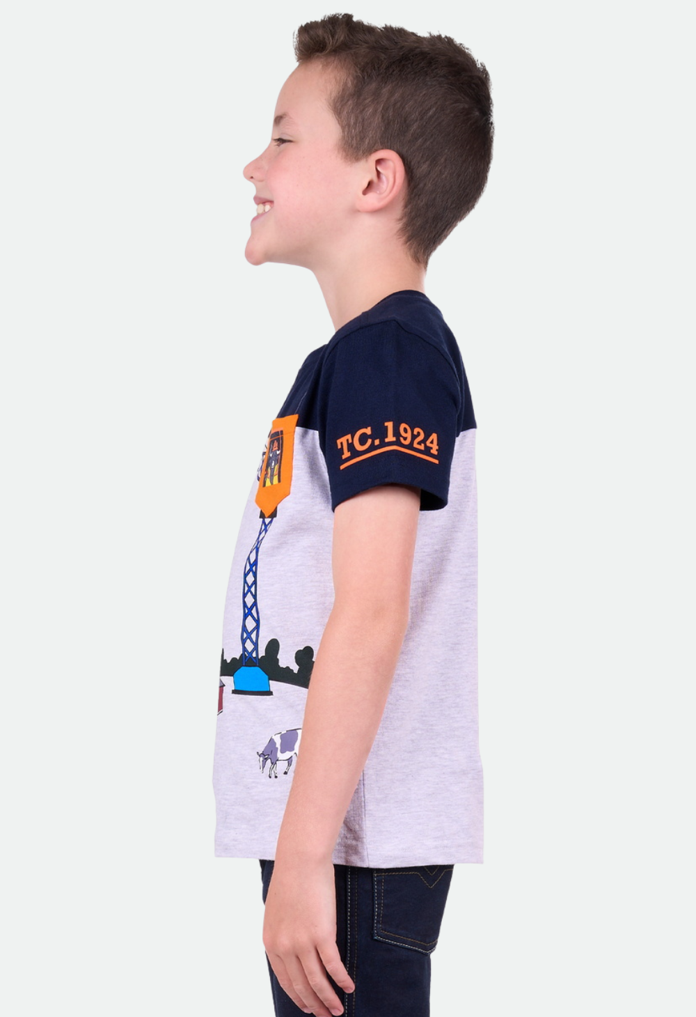 THOMAS COOK BOYS RILEY 1PKT HENLEY S/S TEE (NAVY/GREY MARLE) – No Exchanges or Refunds