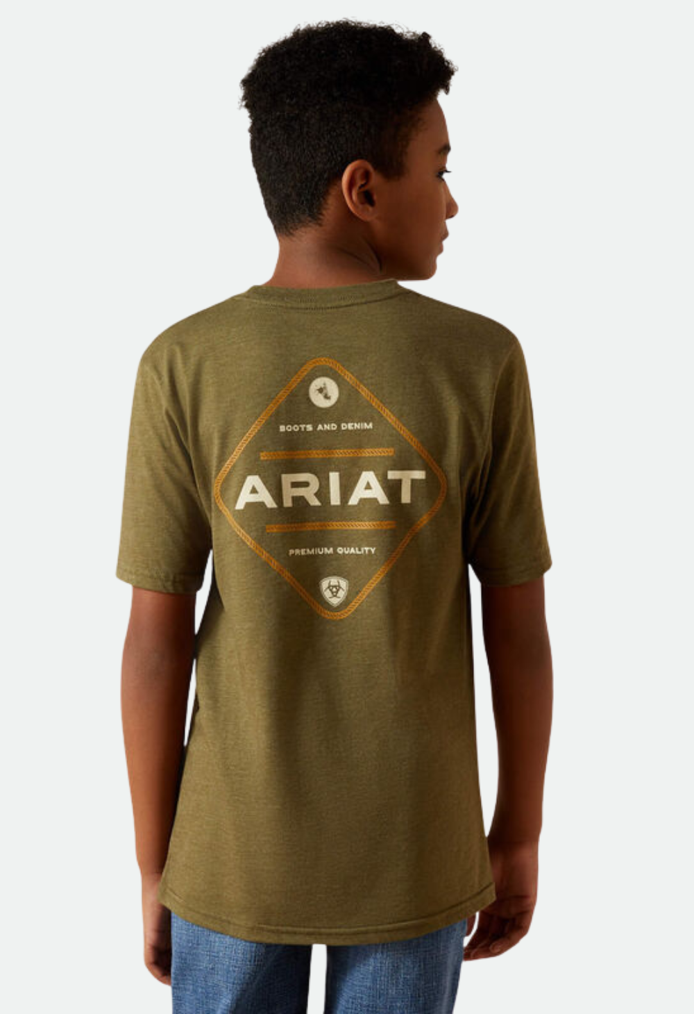 Ariat Boy's Roped Diamond T-Shirt - MILITARY HEATHER