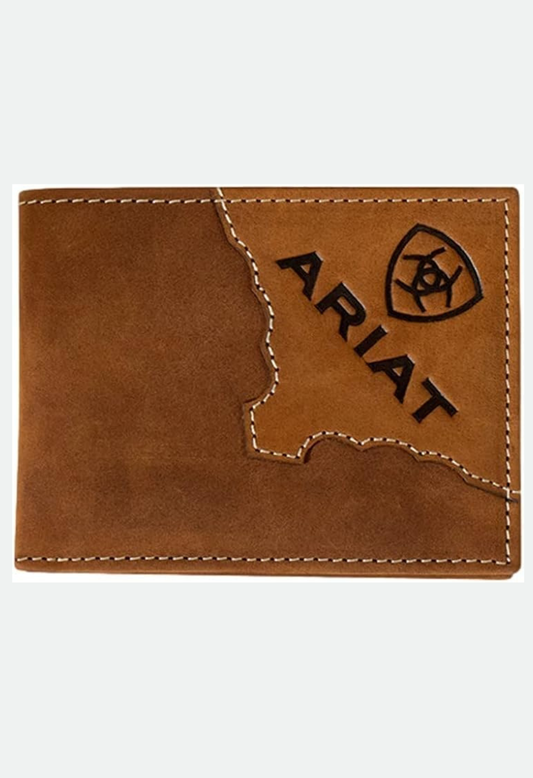 ARIAT MEN'S TWO TONE LEATHER TRI-FOLD WALLET