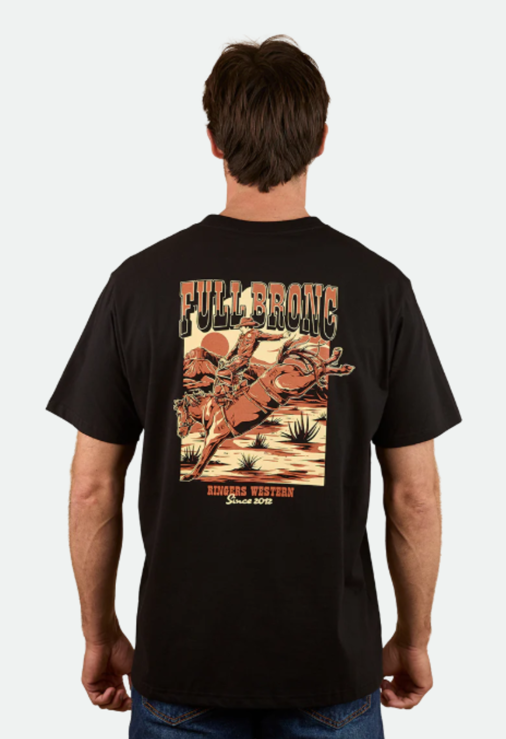 Ringers Western Full Bronc Mens Loose Fit T-Shirt - Black