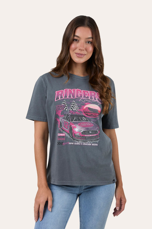 Ringers Western Racing Womens Loose Fit T-Shirt - Washed Black