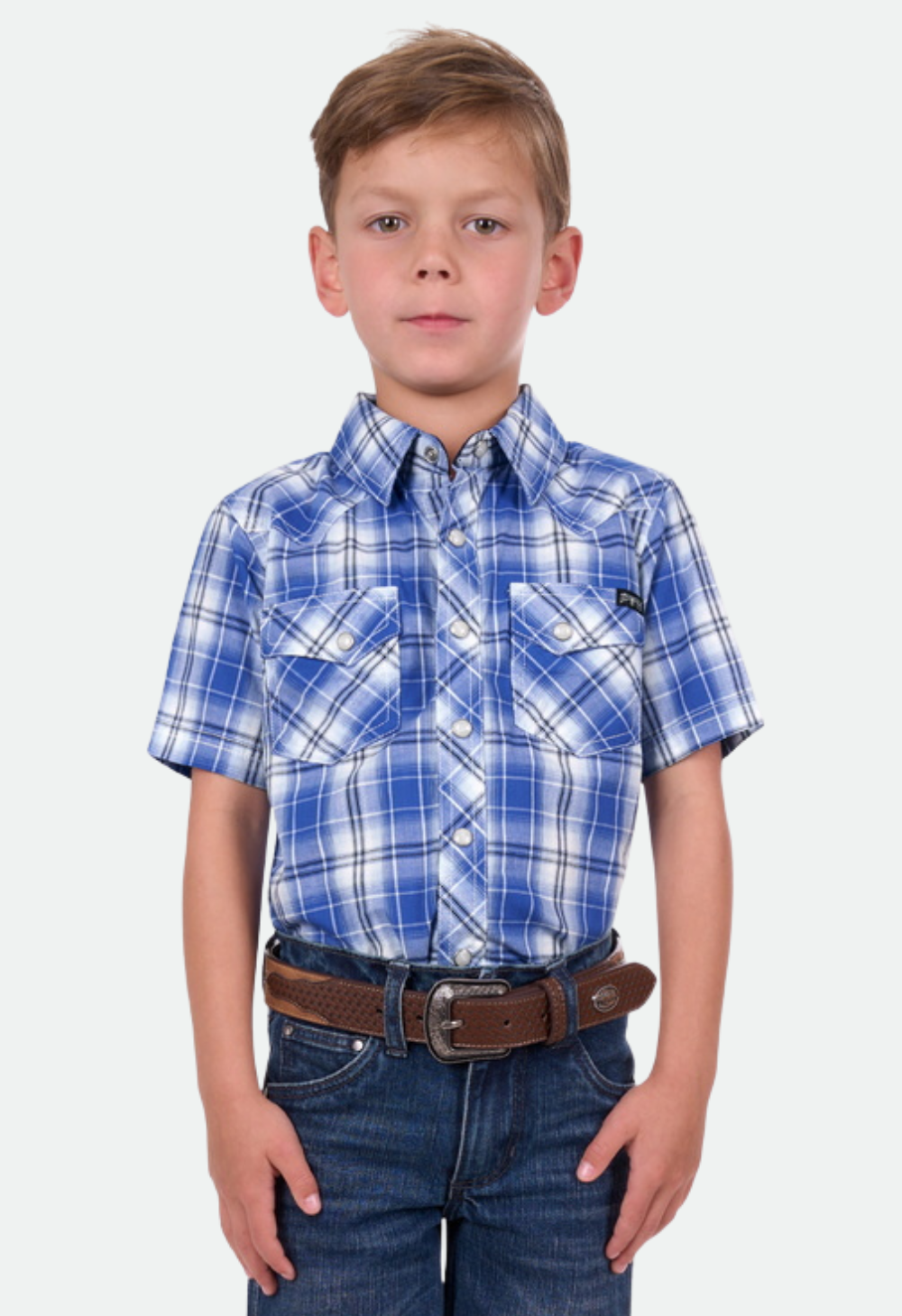 PURE WESTERN BOYS MARK SS SHIRT (ROYAL)