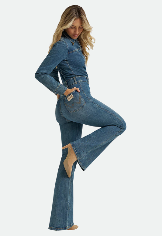 Wrangler x Lainey Wilson Denim Flare Catsuit 32Leg