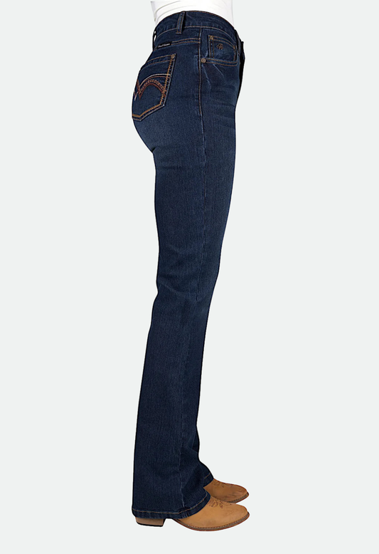 Pure Western Women's Sam High Rise Boot Cut Jean 34 Inch Leg - Midnight