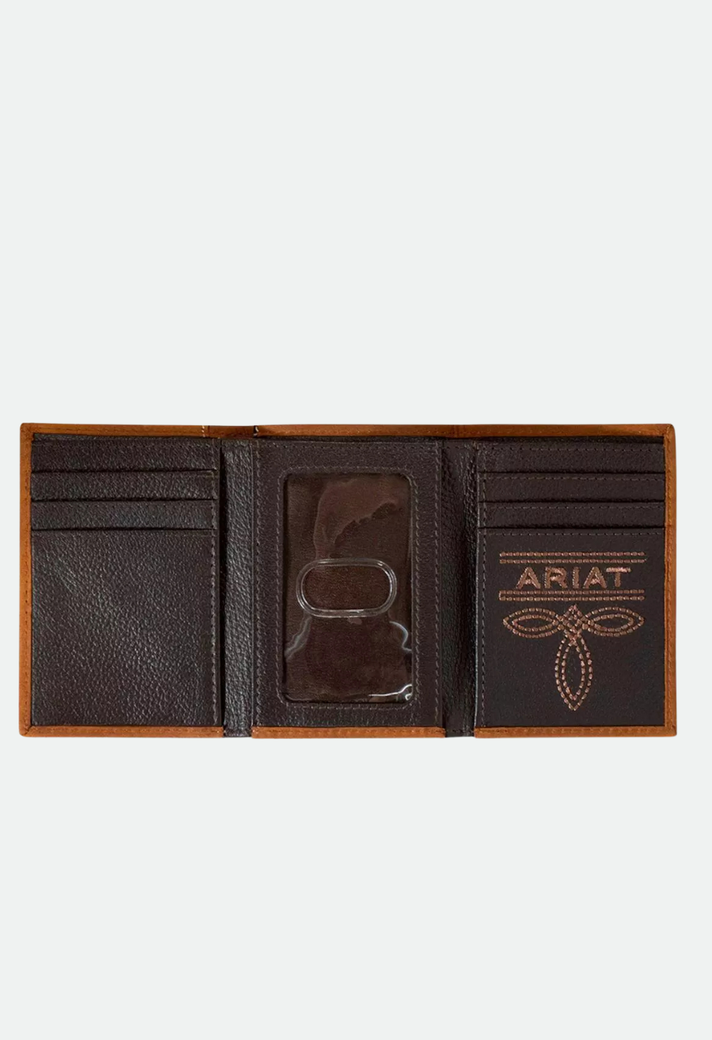 ARIAT MEN'S TWO TONE LEATHER TRI-FOLD WALLET