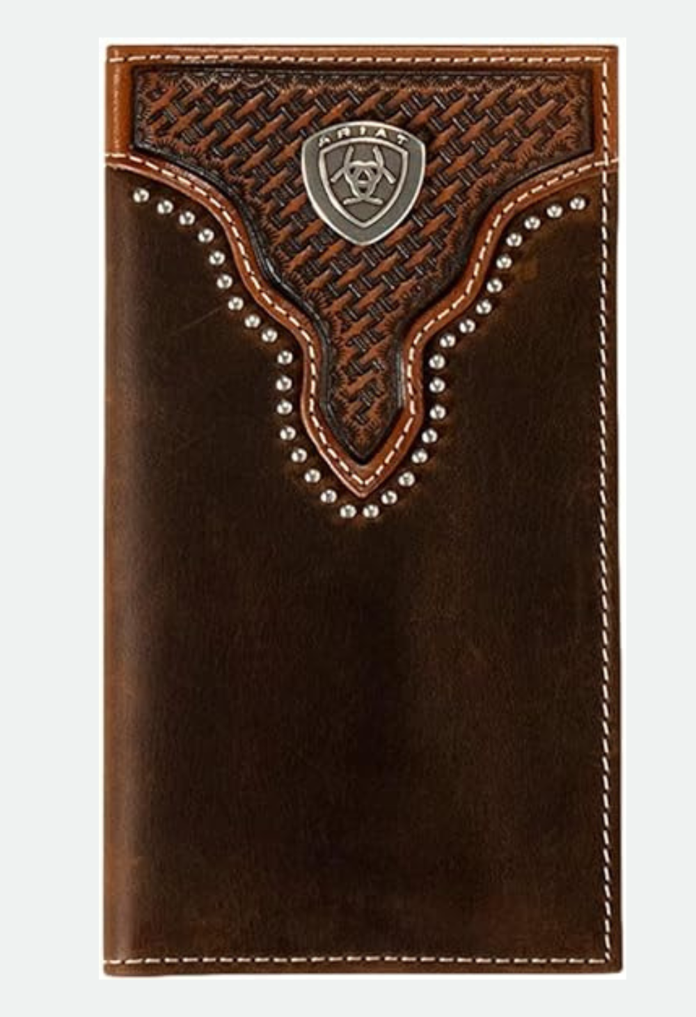 Ariat Mens Basket Weave Bi-Fold Wallet (Sunburst Brown)