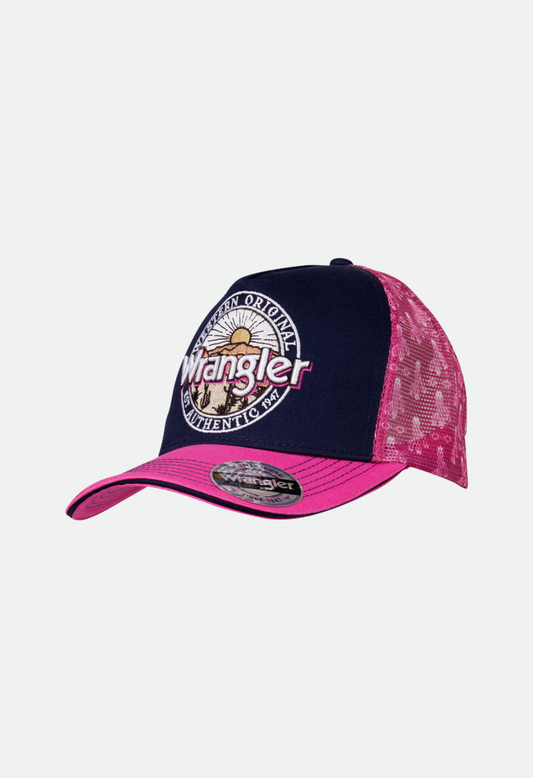 WRANGLER ELSA HP PONYTAIL TRUCKER CAP (NAVY/PINK)