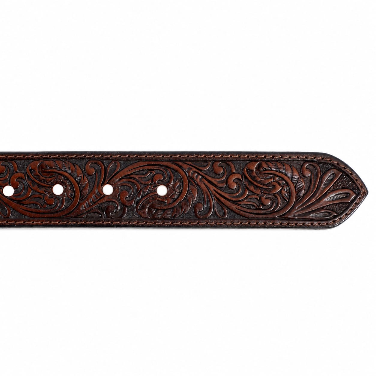 Challenger Western Floral Filigree Leather Belt - Tan/Turquoise