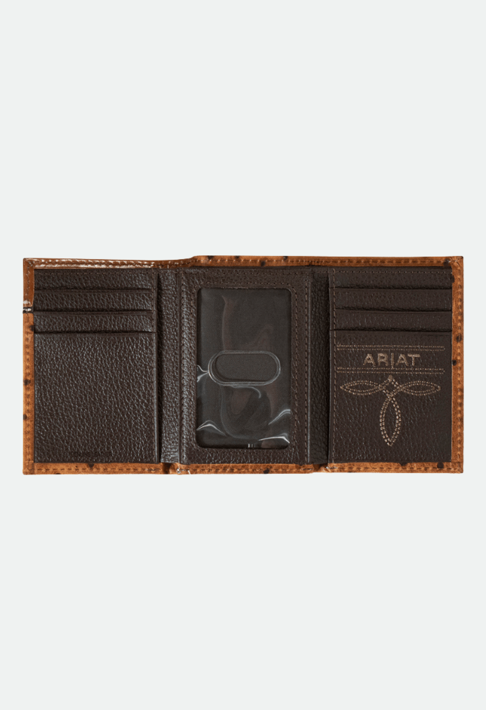 Ariat Mens Basket Weave Brown Trifold Wallet