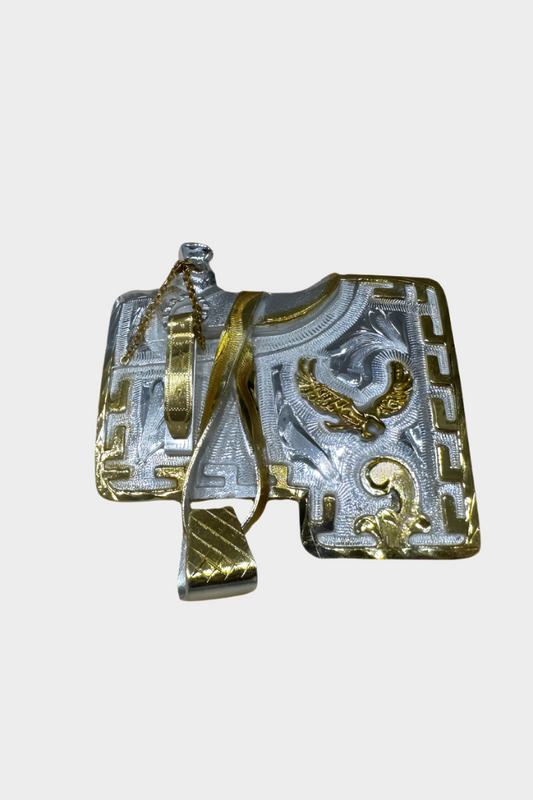 Austin Accent Buckle Saddle Small Silver Gold