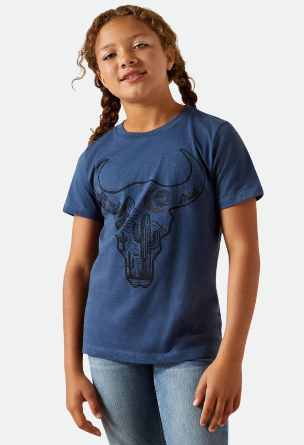 Ariat Girl's Bull Night Sky T-Shirt - NAVY HEATHER