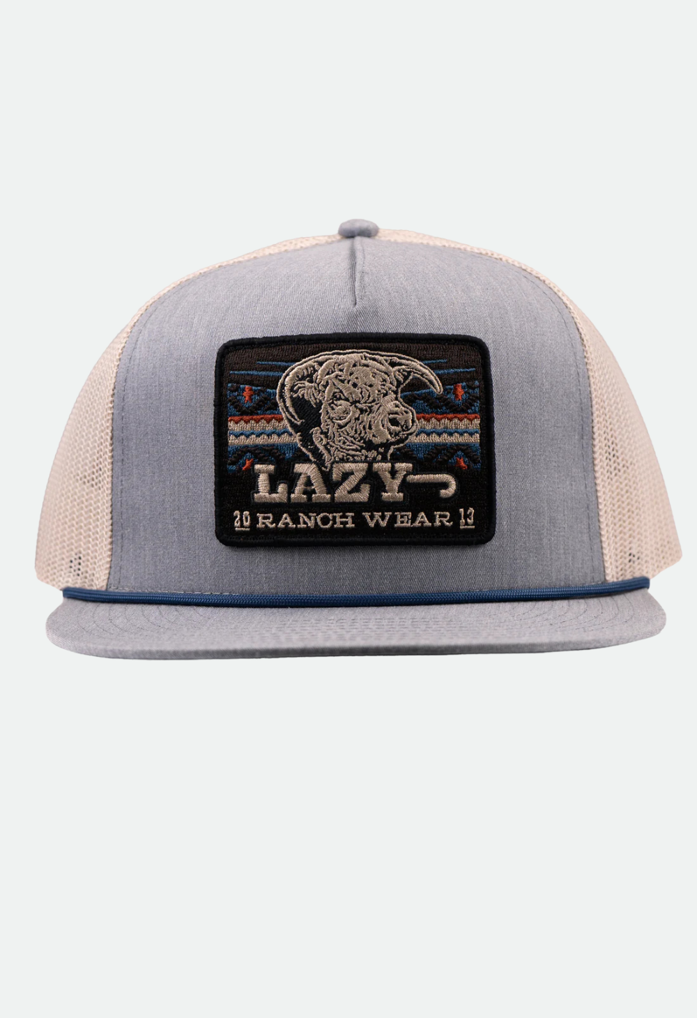 Lazy J Ranch Chambray & Tan Aztec Tribal Classic Rope Trucker Hat