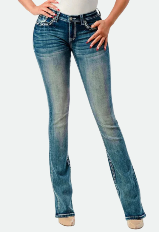 Grace in LA Women's Bootcut Jeans - Steerhead Leather