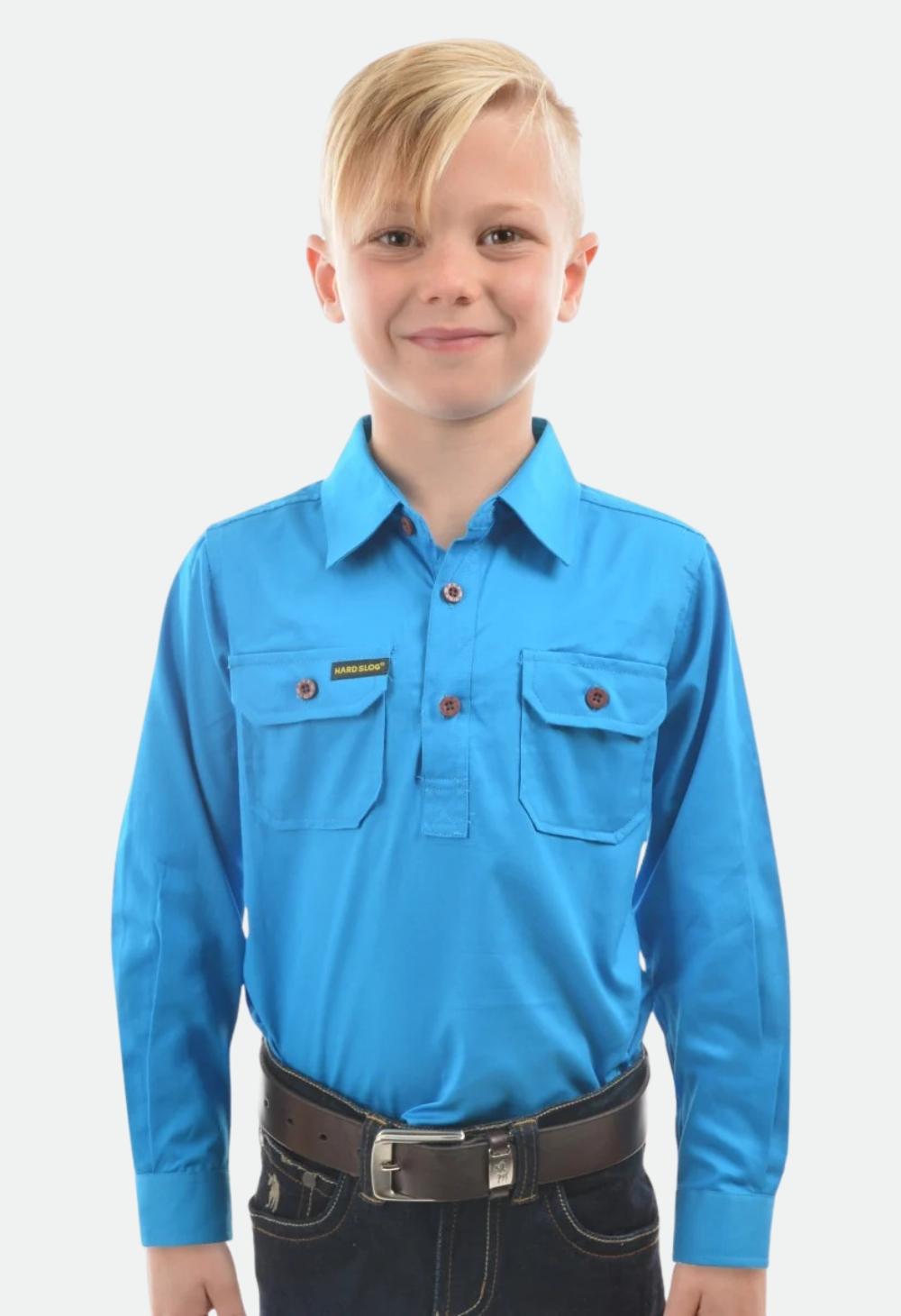 HARDSLOG KIDS HALF PLACKET LIGHT COTTON SHIRT