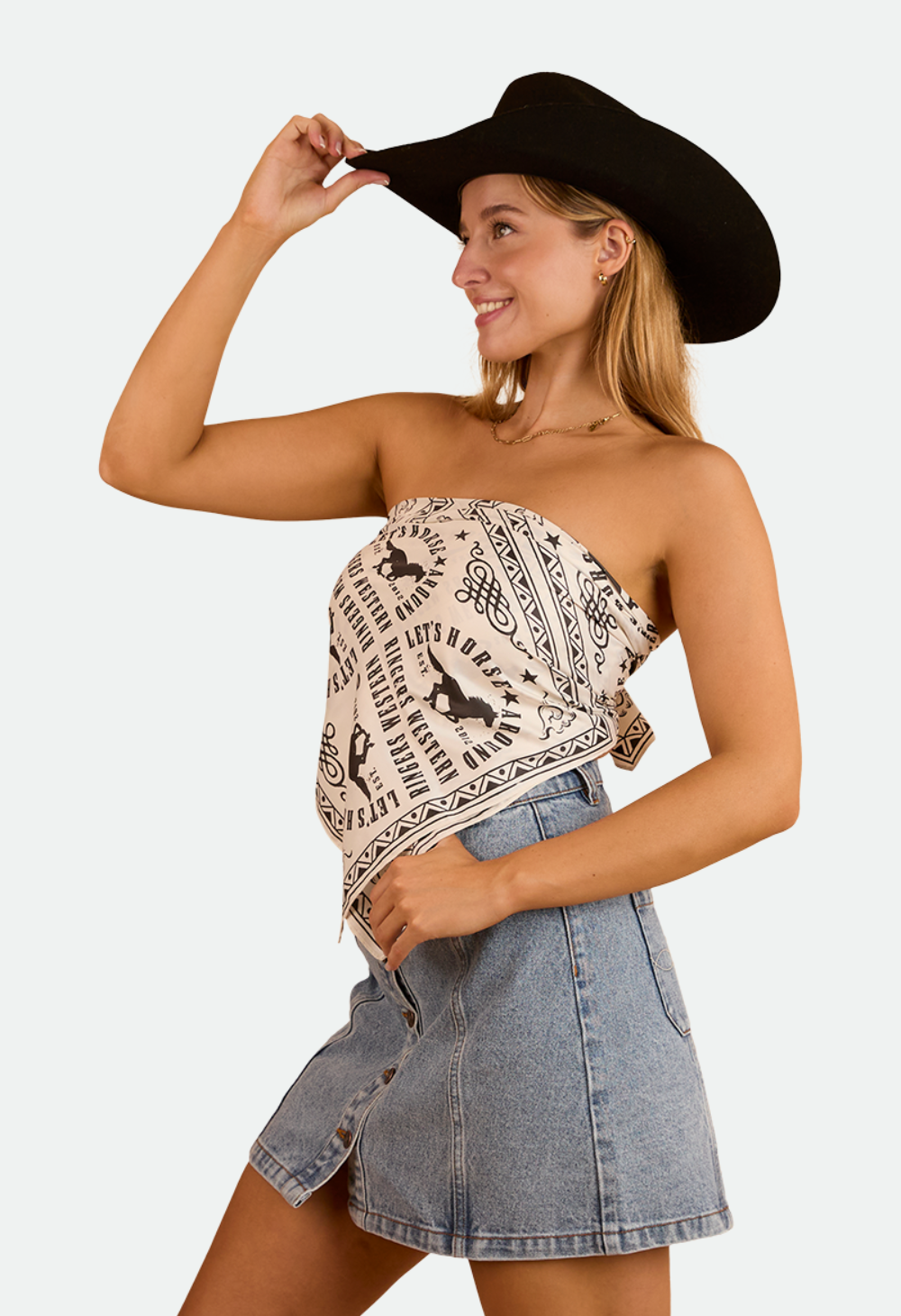 Ringers Western Womens Lets Horse Around Scarf Top (224085RW) Off White