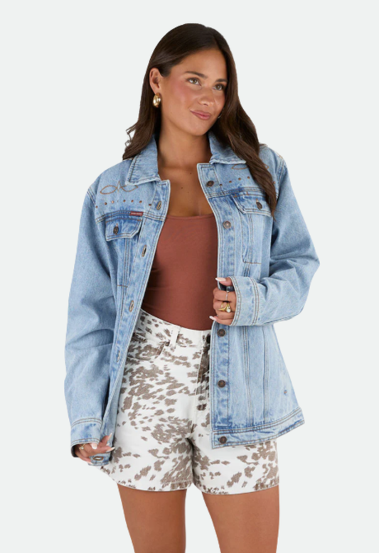 Ringers Western Womens The Hoedown Denim Jacket - Light Wash Blue