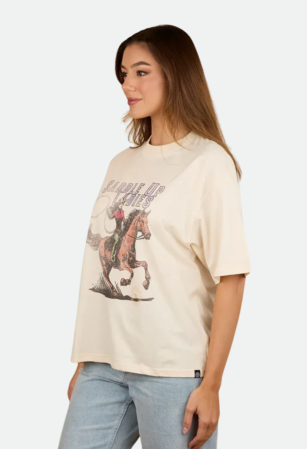 Ringers Western Women's Saddle Up Oversized T-Shirt - Off WhIte