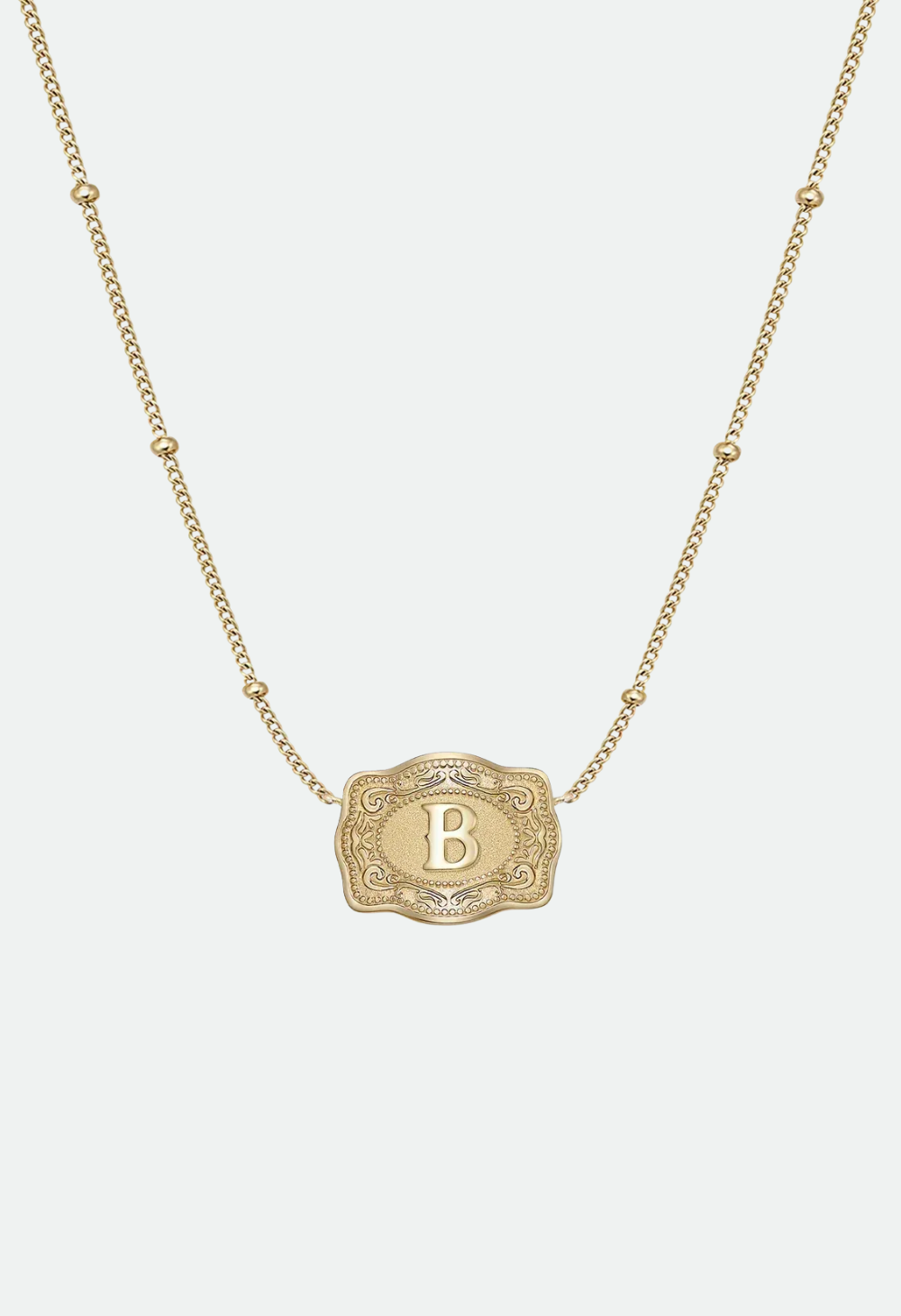 SpurWest Ultra Mini Belt Buckle Necklace (Initial) - Gold