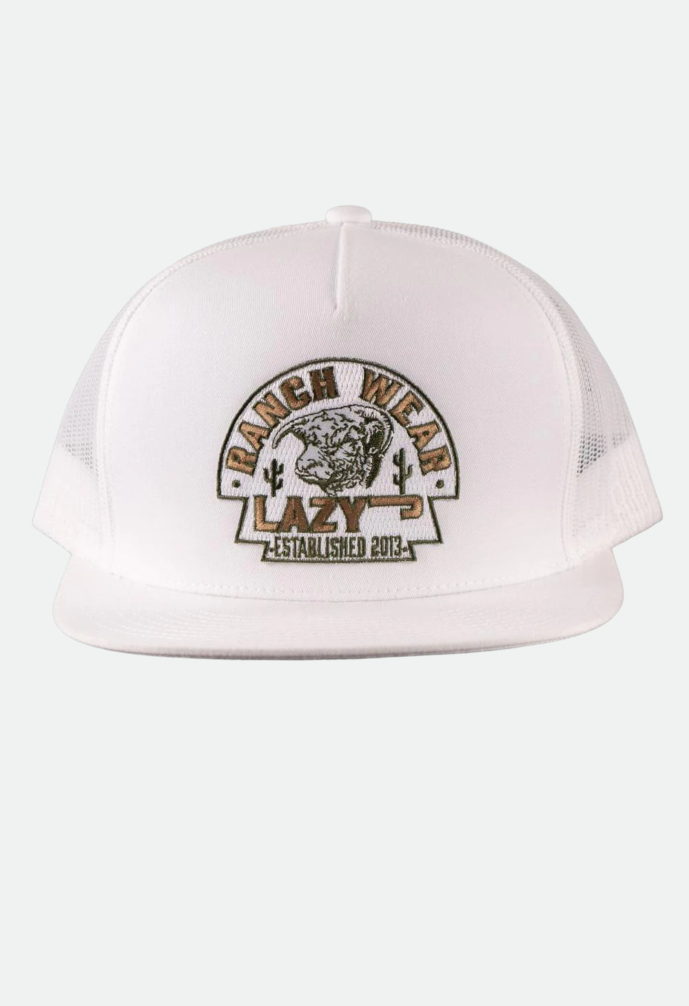 Lazy J Ranch White Olive Arrowhead Classic Five Panel Trucker Hat