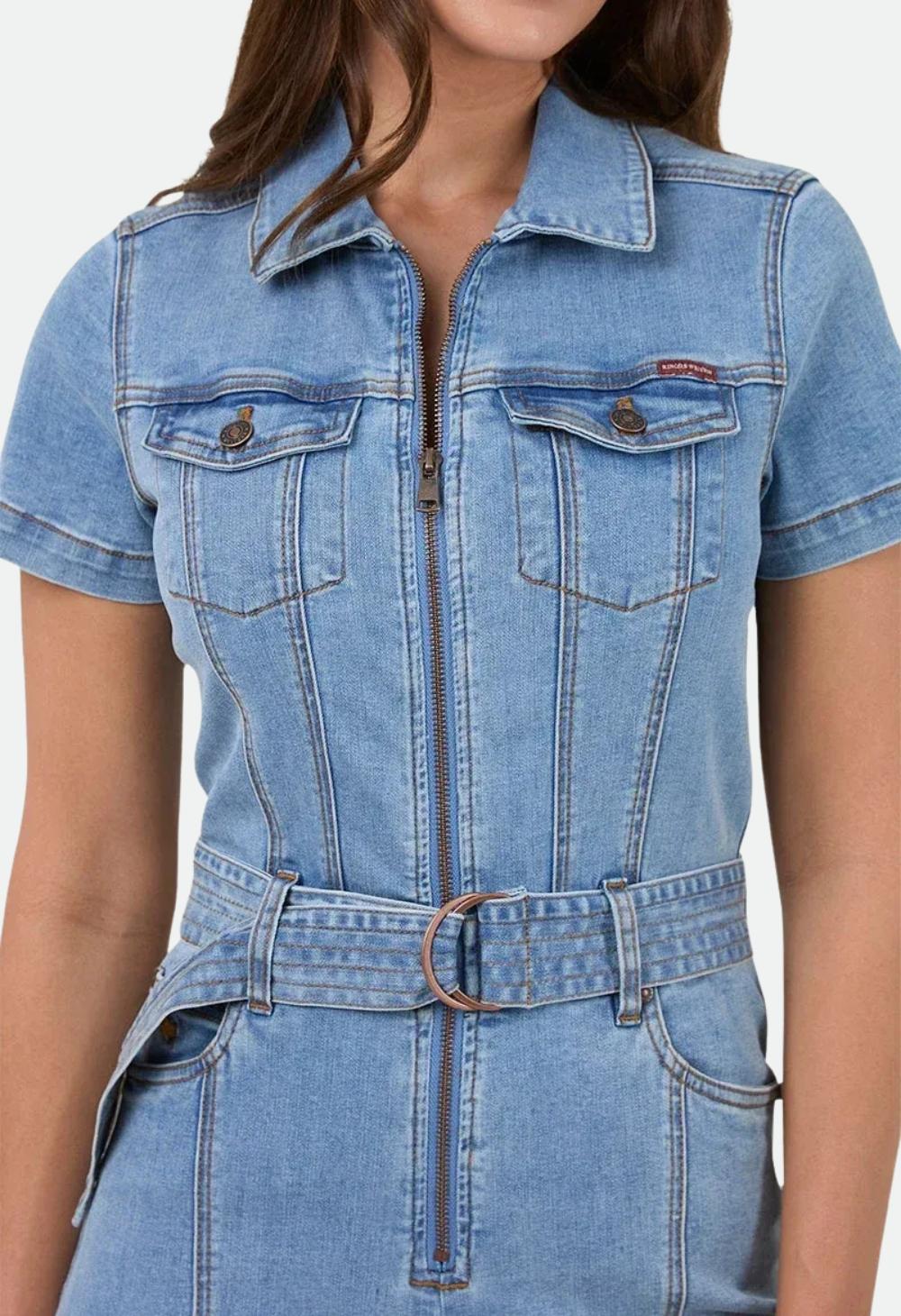 Ringers Western Jazmine Women’s Bootleg Denim Jumpsuit - Light Blue