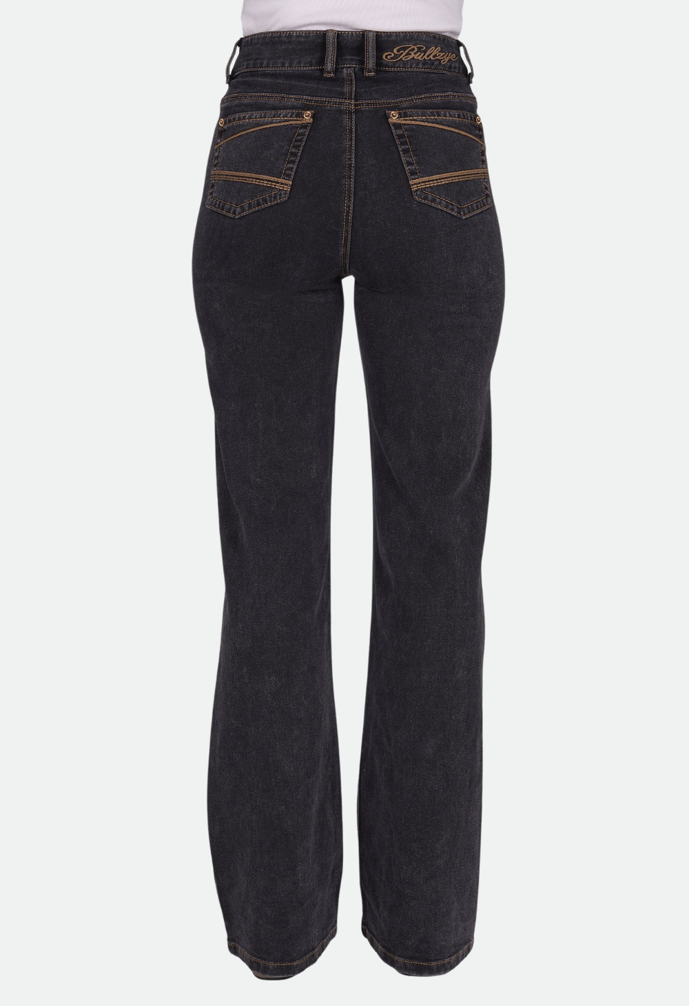 Bullzye Women’s Krystal Wide Leg Jeans - Washed Black 34Leg