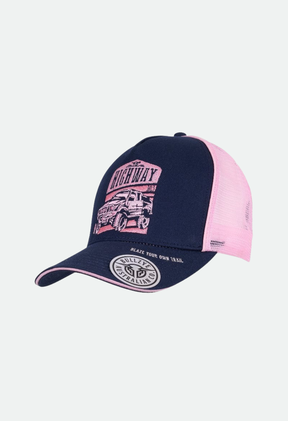 Bullzye Trucker Cap ‘Highway’ High Profile Navy/Pink