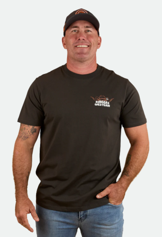 Ringers Western Mens Country Club Loose Fit T-Shirt - Charcoal