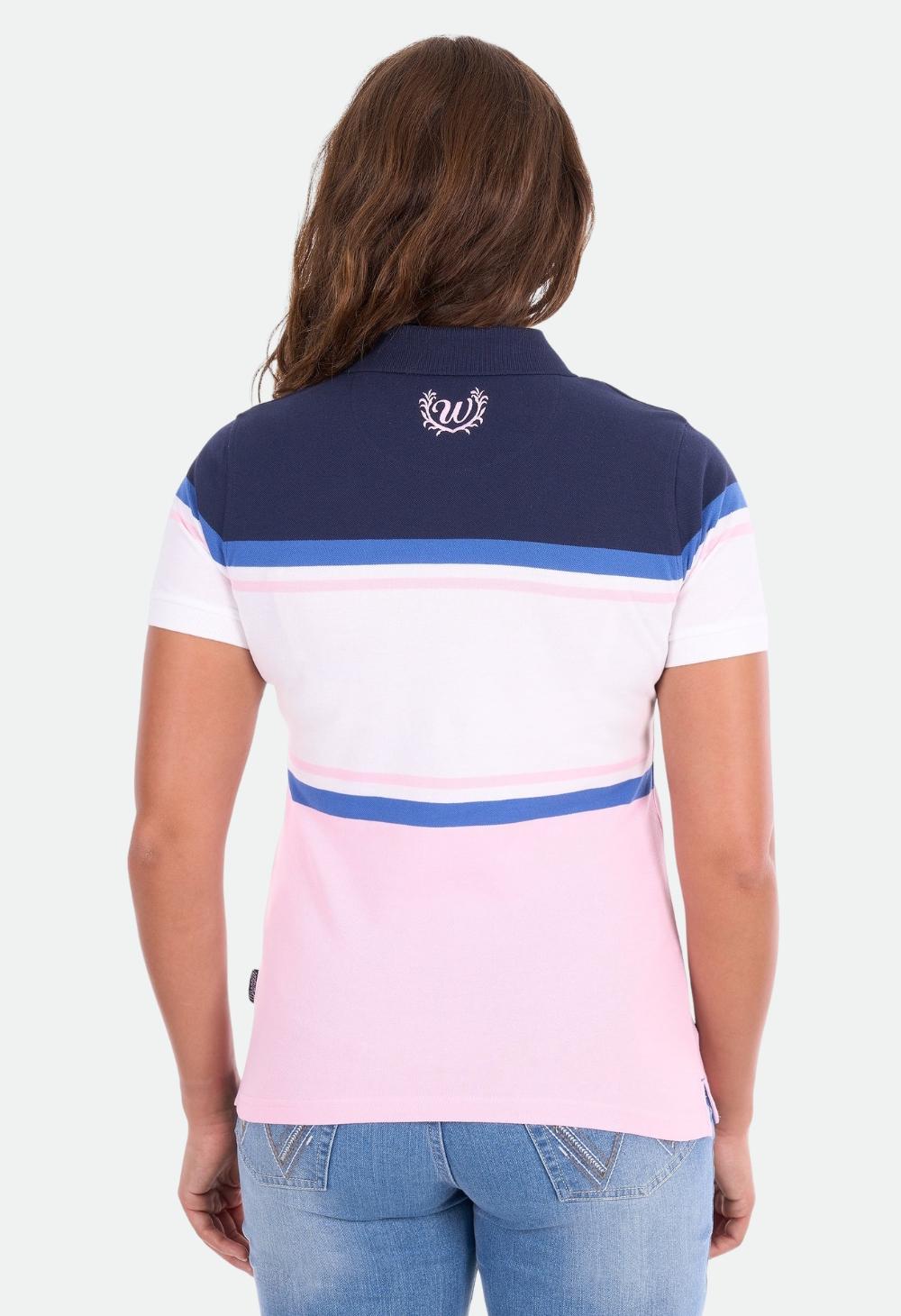Wrangler Women's Maeve Short Sleeve Polo - Pink/Navy