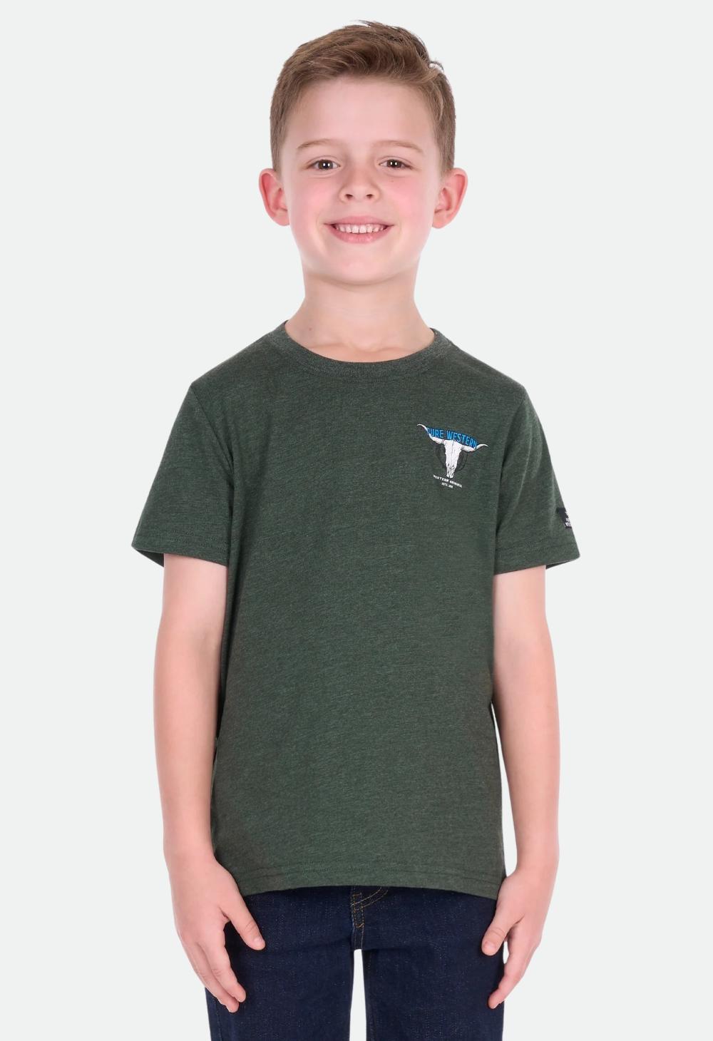 Pure Western Boys Tony SS Tee - Green Marle