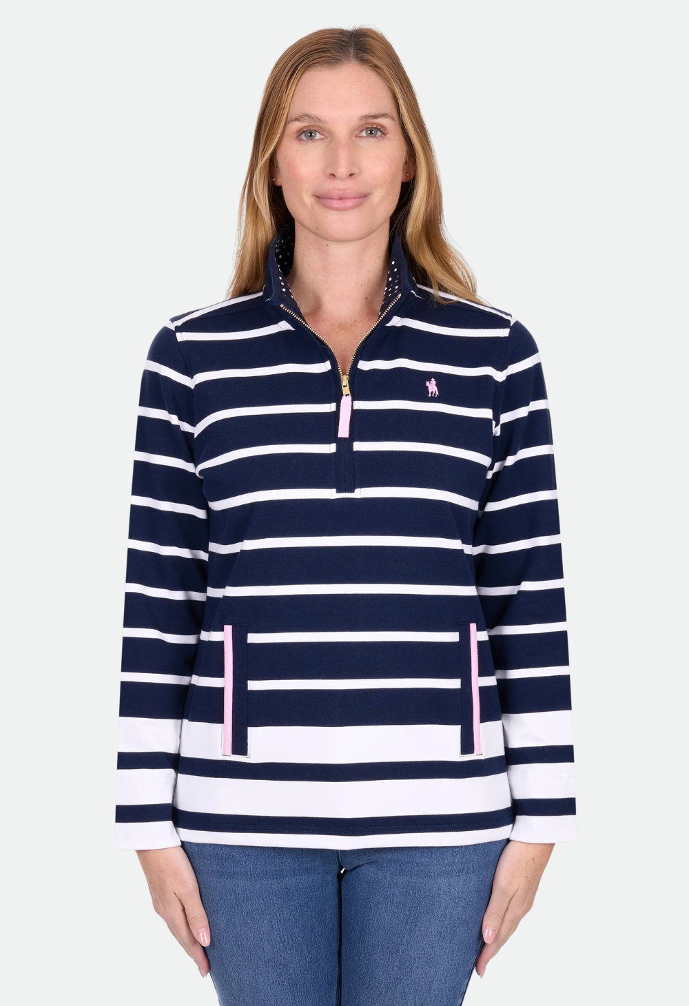Thomas Cook Women's Ava 1/4 Zip Stripe Rugby