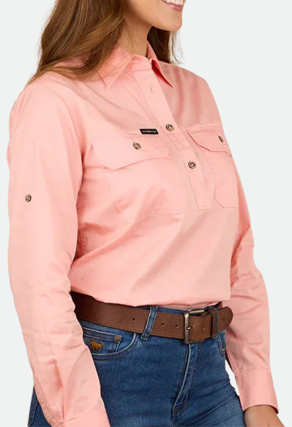 Ringers Western Women's Pentecost River Half Button Work Shirt - Light Blush