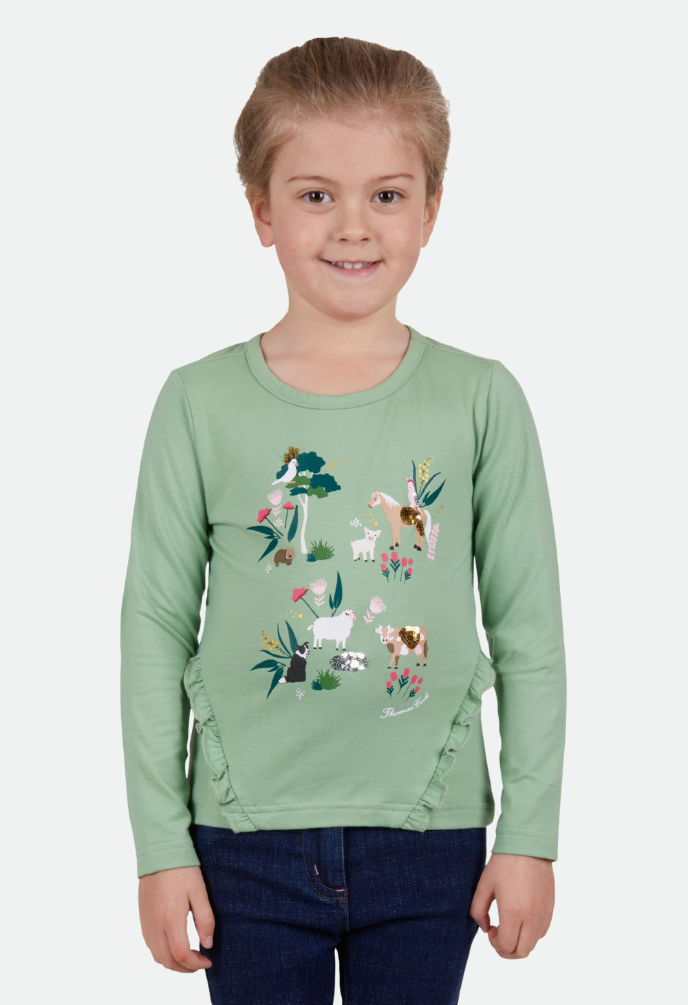 THOMAS COOK GIRLS DAHLIA LS TEE (SAGE) - CLEARANCE – No Exchanges or Refunds