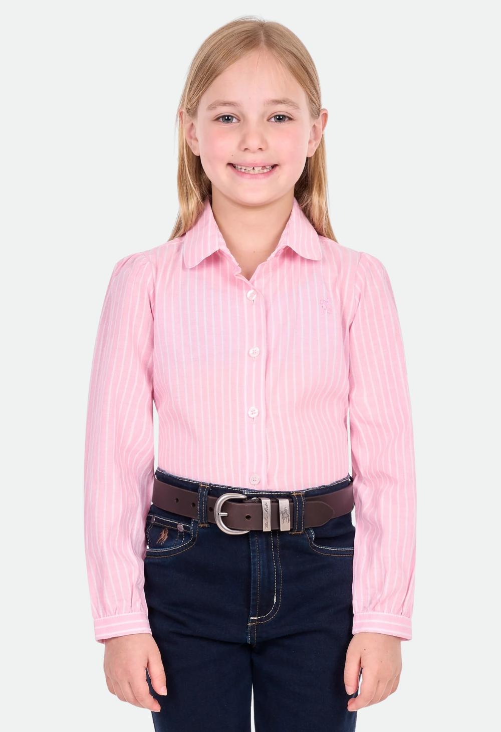 Thomas Cook Girls Myolie Long Sleeve Shirt - Rose Pink/White