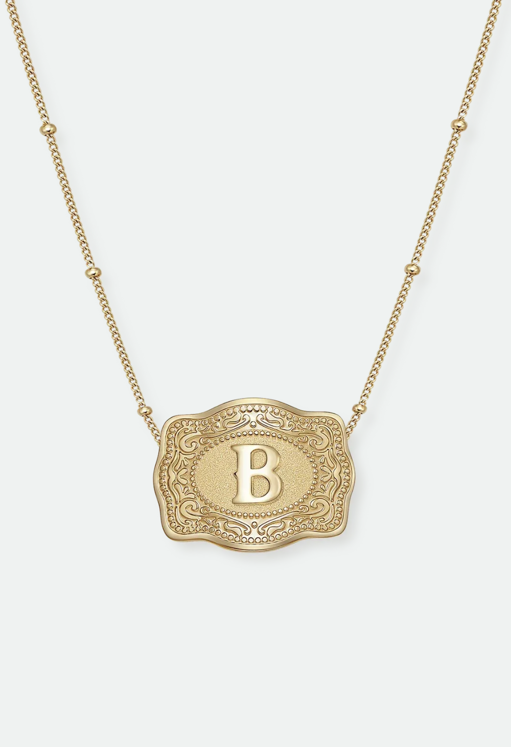 SpurWest Mini Belt Buckle Necklace (Initial) - Gold