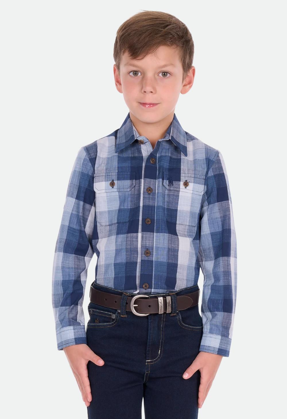 Thomas Cook Boys Oscar 2 Pocket Long Sleeve Shirt - Navy