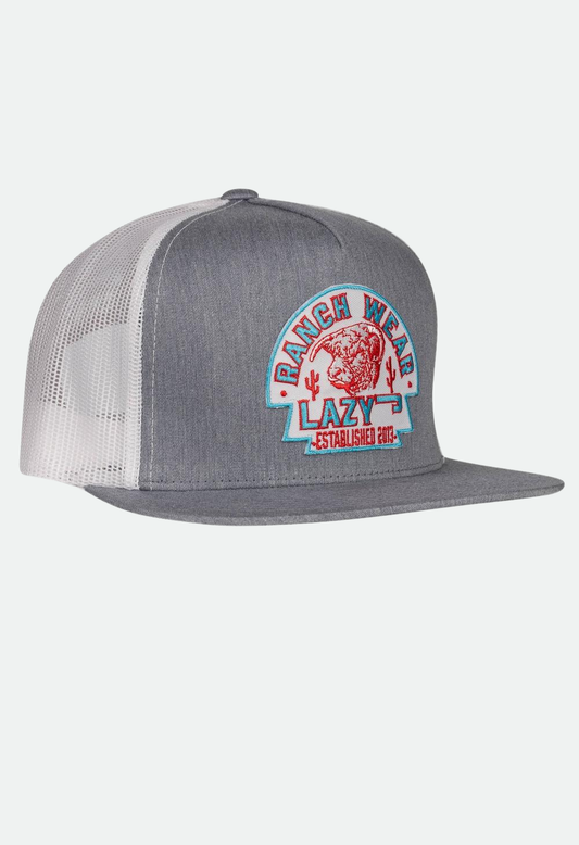 Lazy J Ranch Heather Grey & White Turquoise Arrowhead Classic Five Panel Trucker Hat
