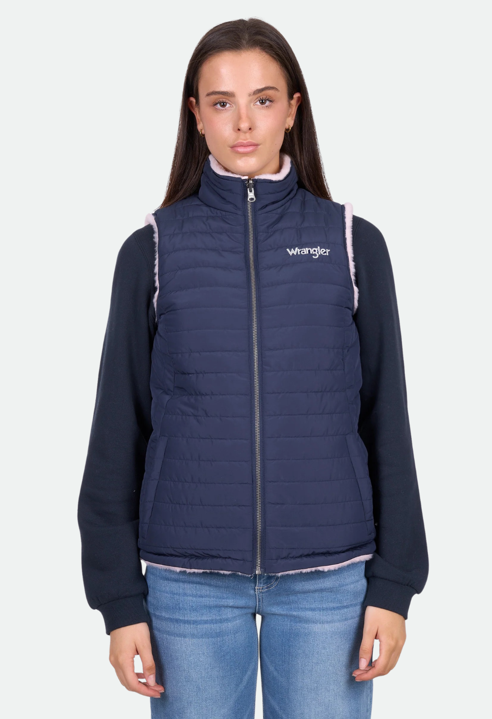 Wrangler Women’s Marta Reversible Vest - Navy/Pink