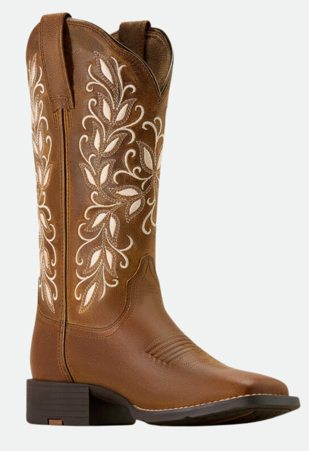Ariat Womens Round Up Holly Wide Square Toe Western Boot - PEARL