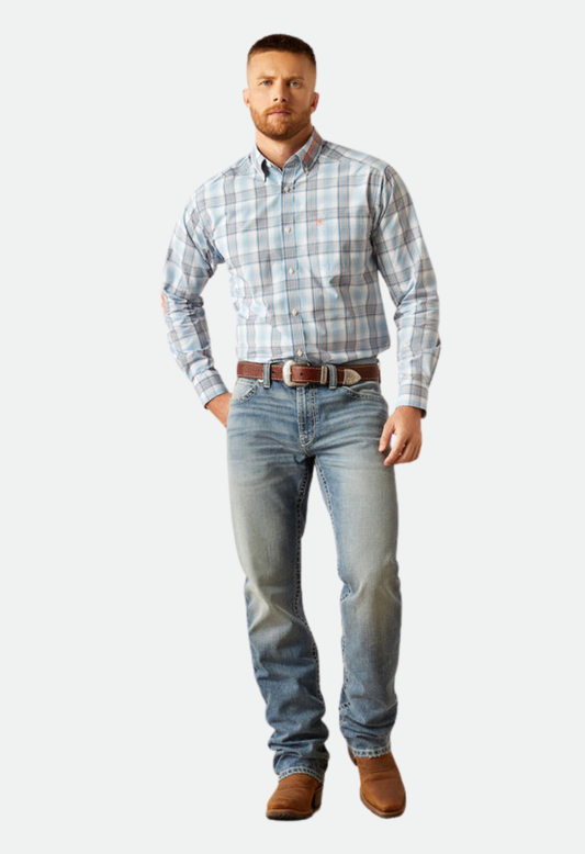 Ariat Men's Pro Series Team Finnegan Classic Fit Shirt -  BLUE/ORANGE